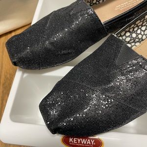 Toms slip-on glitter flats womens 10